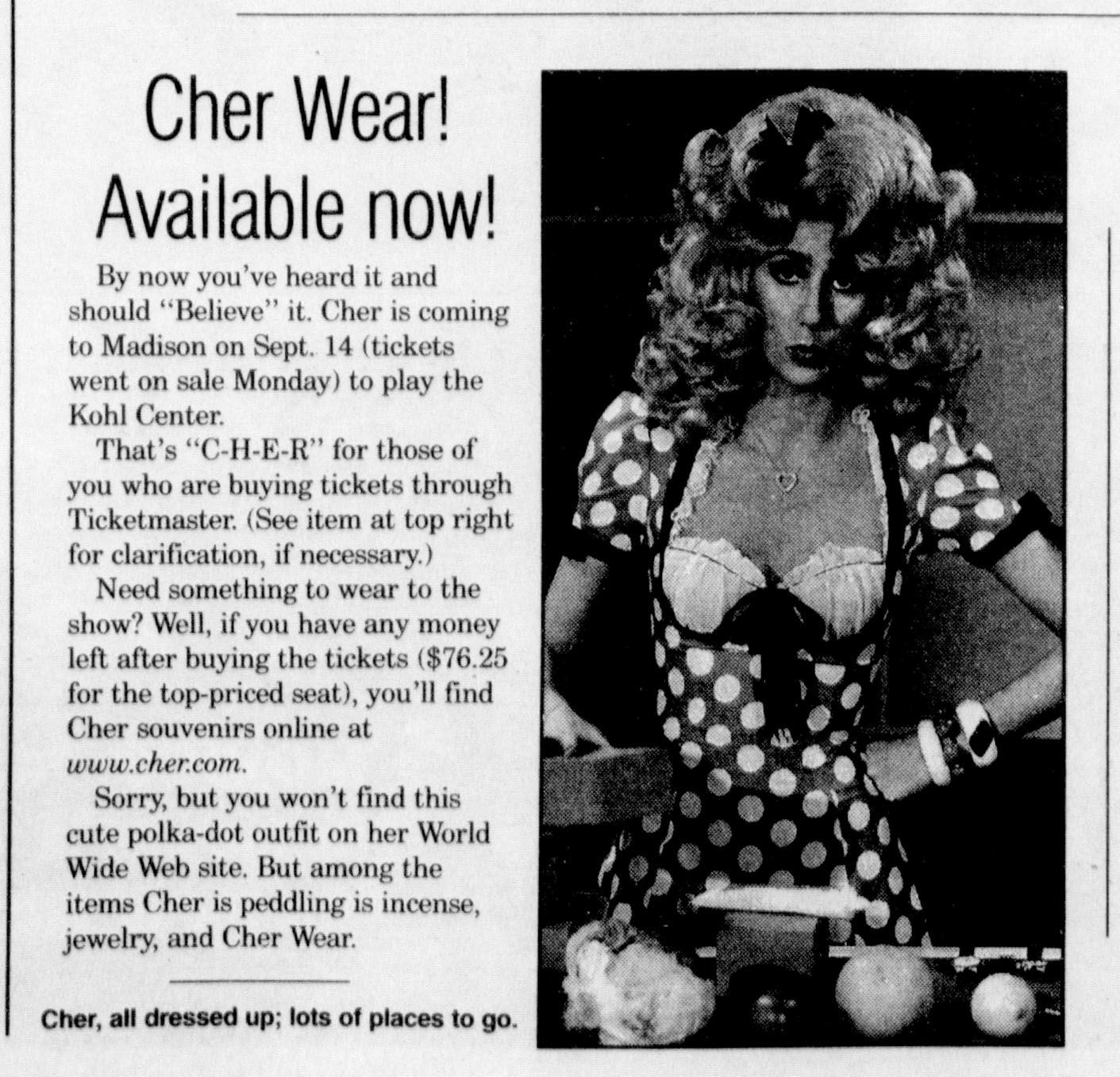 Cher wear! Available now!
